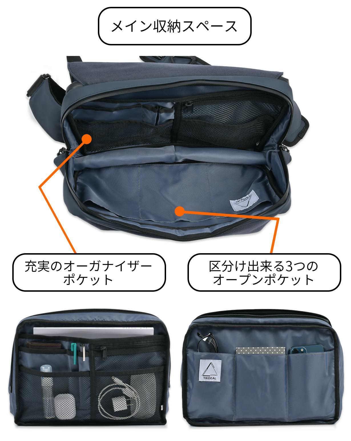 ライフワーク メッシュポケット スリングバッグ 気軽に背負える使用感はそのままに、14インチノートPCも収納