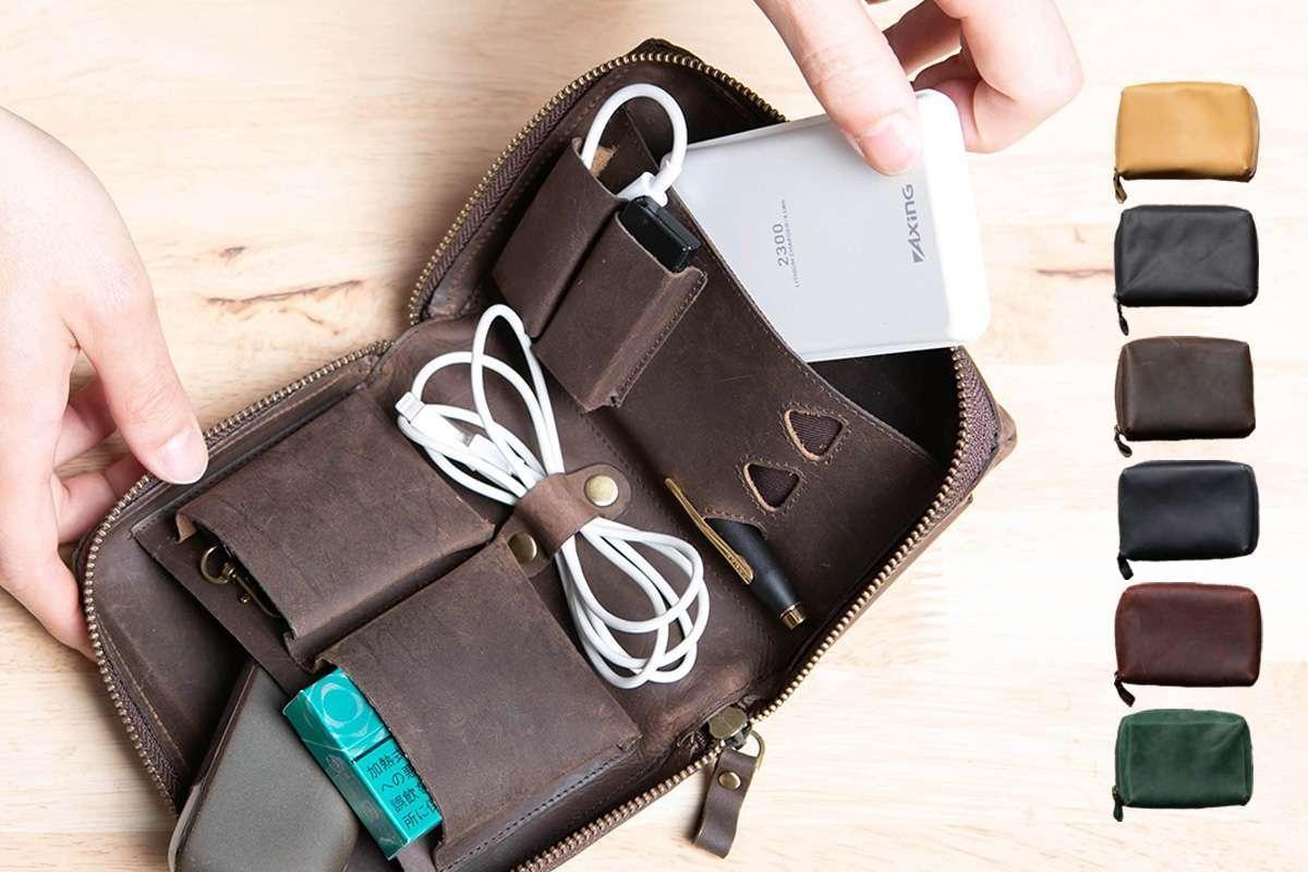 バッグインバッグとしても活躍。3WAY本革ポーチで持ち物管理がスマート