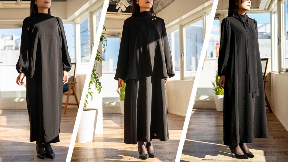 【未使用・タグ付】〈DAWN/ダン〉HAORI/ブラック 急に必要になるブラックフォーマル。準備しておくなら体型変化に優しく