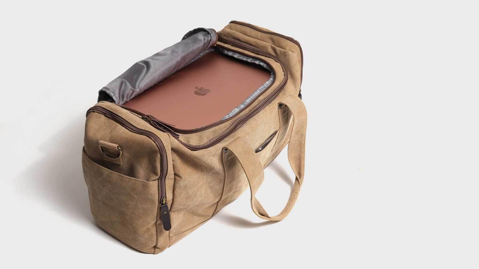 だいにぐるーぷ ボストンバッグ 7ポケット完備のフルオープン式。BOX型帆布ボストンバッグで旅の達人に