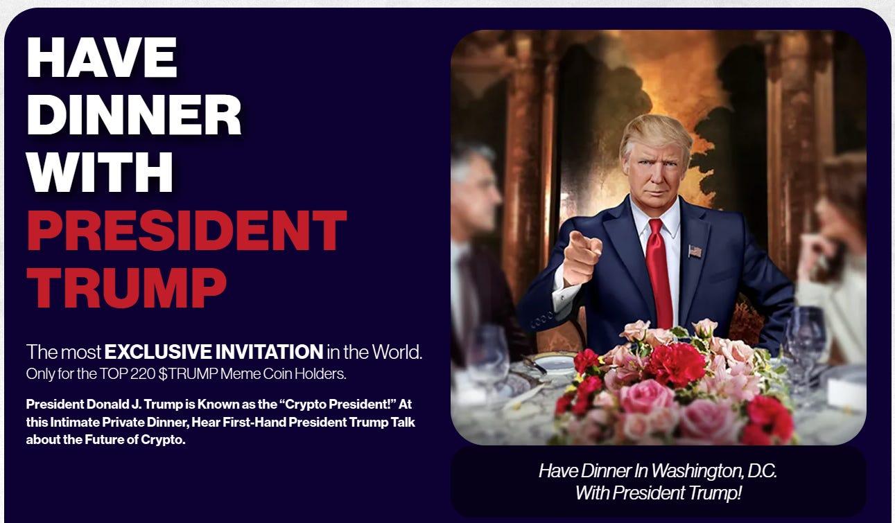 トランプ大統領が夕食会に同席すると発表…TRUMPトークンは再び急騰