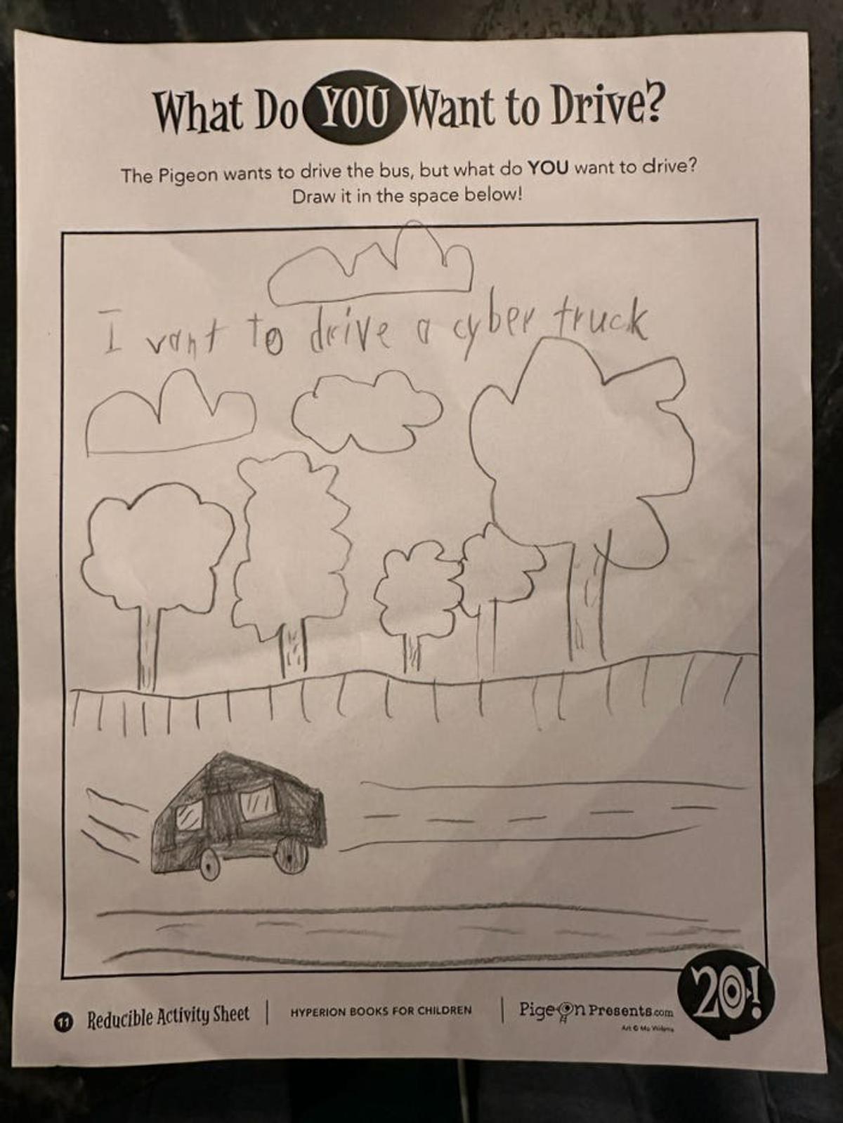 7歳児によるテスラ・サイバートラックの描写