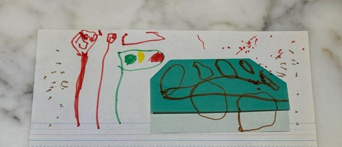 3歳児によるサイバートラックのコラージュ作品