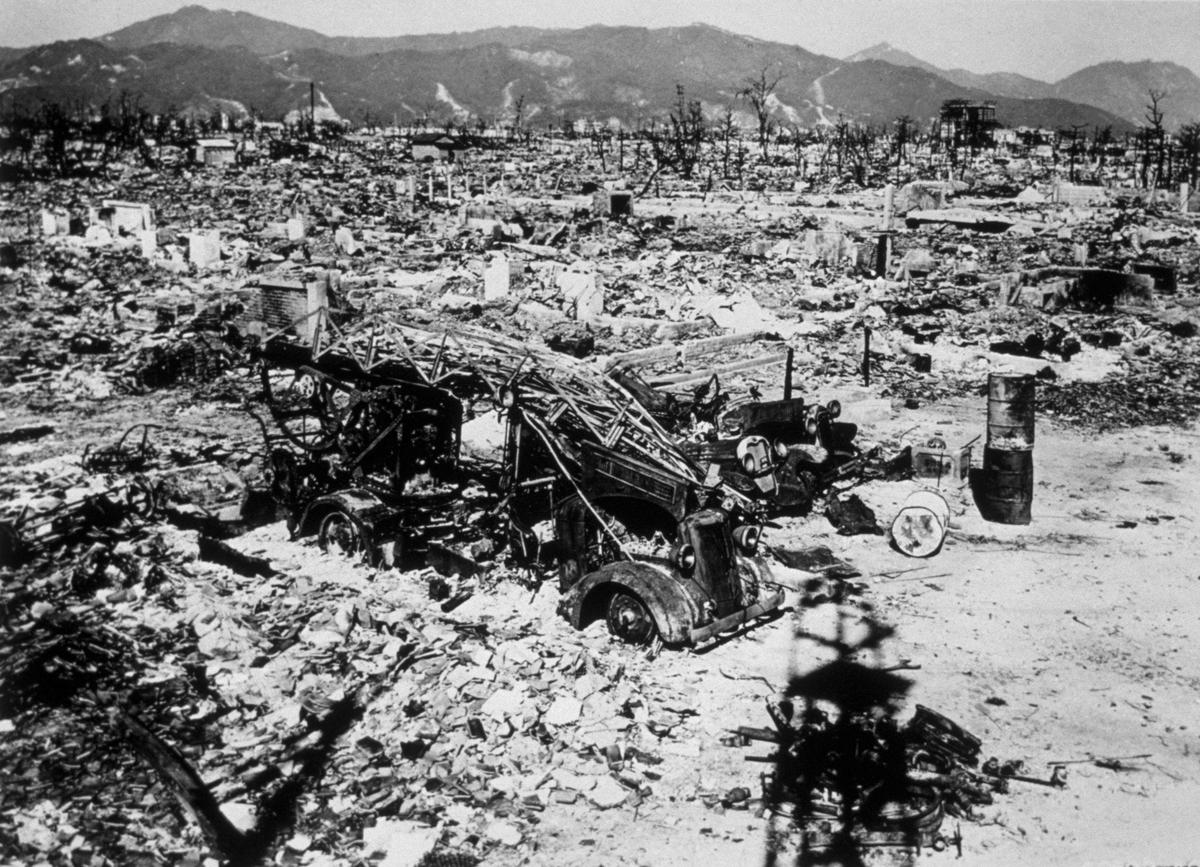 A scene of destruction following the bomb.