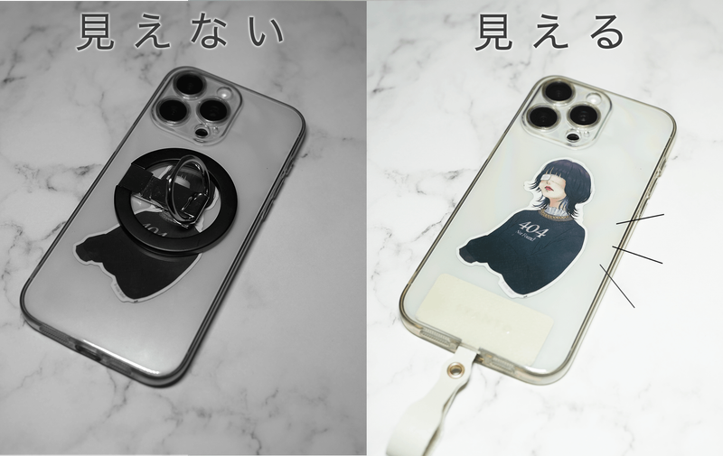 背面フリーのスマホリング。スマホを「吊るす」だけで操作も姿勢も