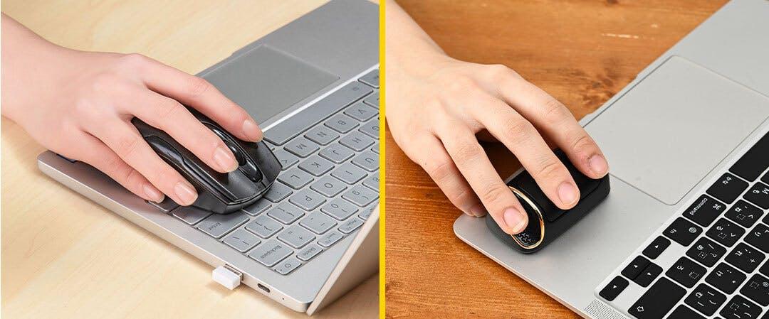 狭いカフェや新幹線でも快適に。トラックパッド横でスイスイ動かせる超