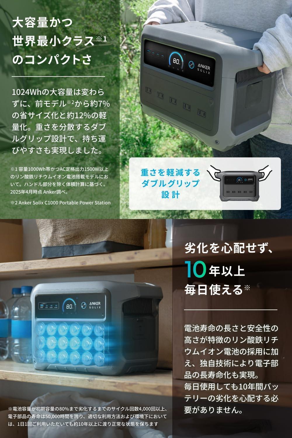 10年使えるAnker製。コンパクトなのにパワフルなポータブル電源