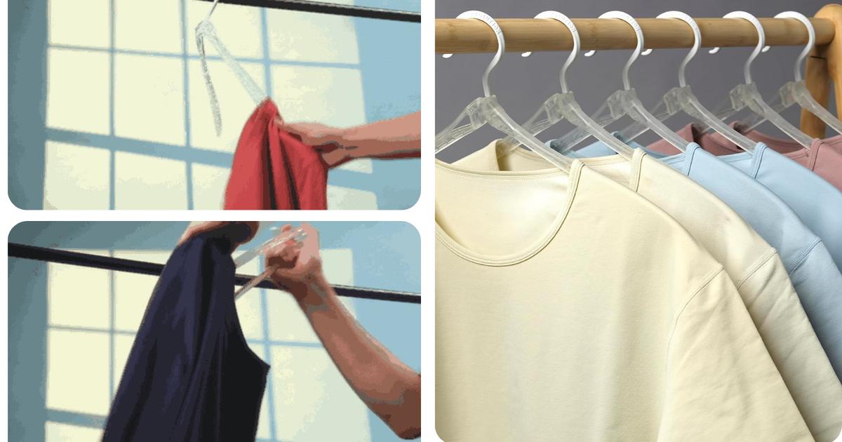 ひねるだけの革命的な折りたたみ式ハンガーで、首元ヨレ防ぐ＆時短も