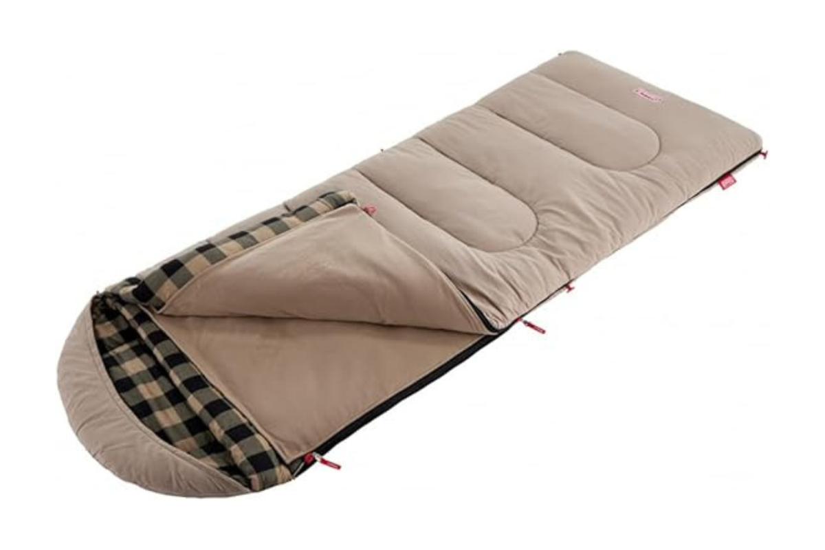 Coleman ベージュ寝袋 チェック柄 5℃対応で冬キャンプは怖いものなし！丸洗いOKで全季節対応の神寝袋が55