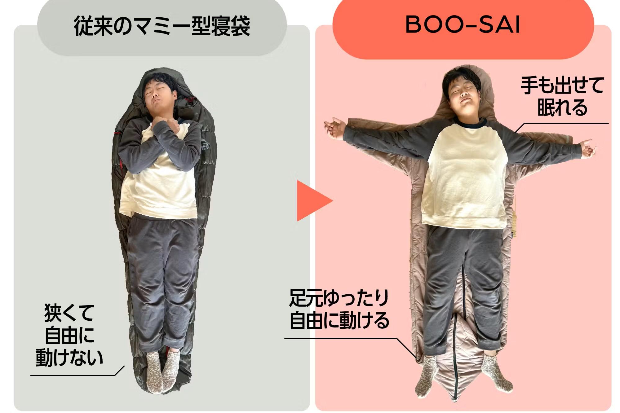 寝袋なのに着たまま歩ける。防災の新定番になりそうな「BOOSAI」の