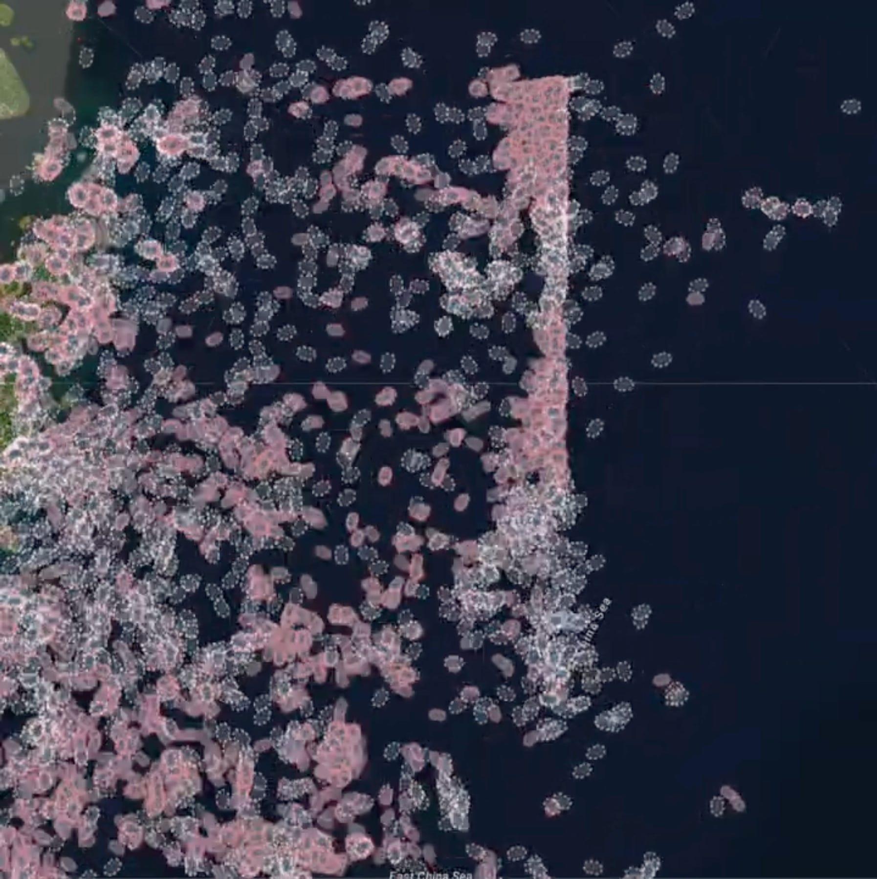 中国の漁船が東シナ海で異常な動き…衛星画像と船舶データで明らかに