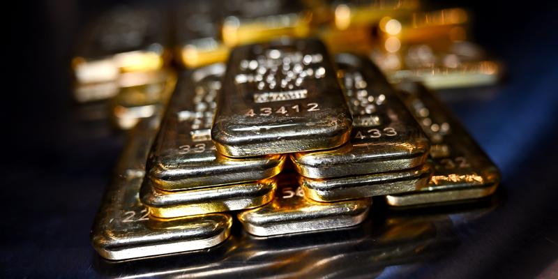 A stack of gold bars on a table in Bavaria.
