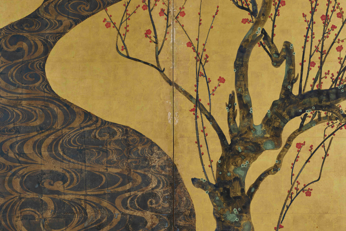 尾形光琳、雪竹図屏風、超希少・大判画集画、新品高級額装付 一生に一度は見たい、尾形光琳晩年の集大成《紅白梅図屏風》（MOA