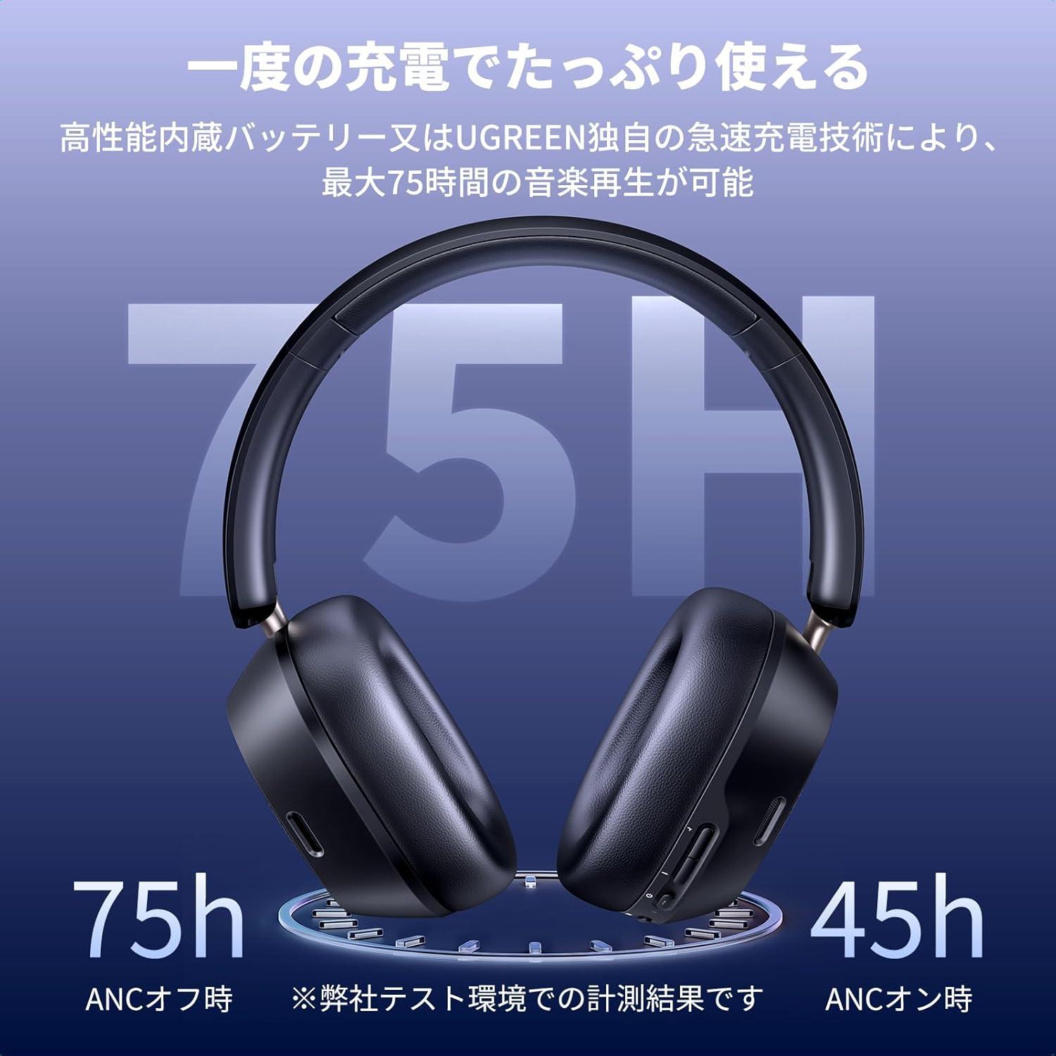 50%オフの衝撃！ハイレゾ＆75時間再生のUGREENワイヤレスヘッドホンで