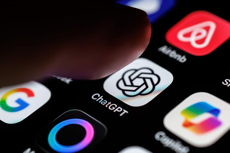 The ChatGPT app logo is displayed on a smartphone in Munich on March 7, 2026.