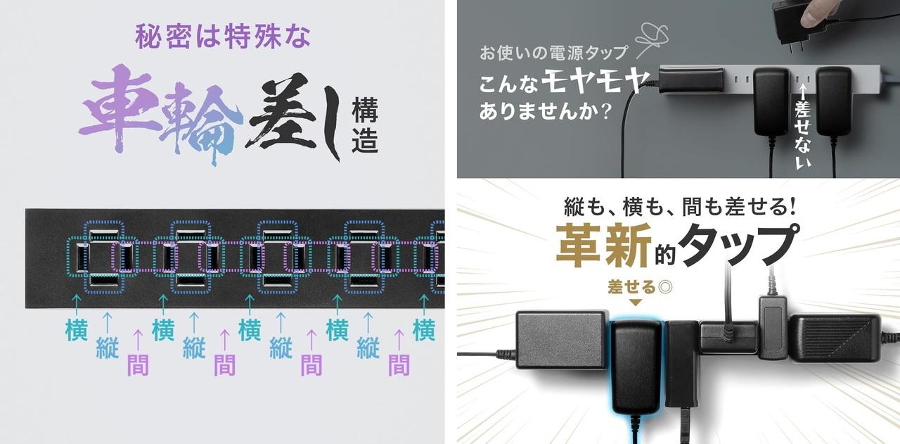 縦・横・間まで…。サンワの新作電源タップは「差し込み口余らす気ゼロ