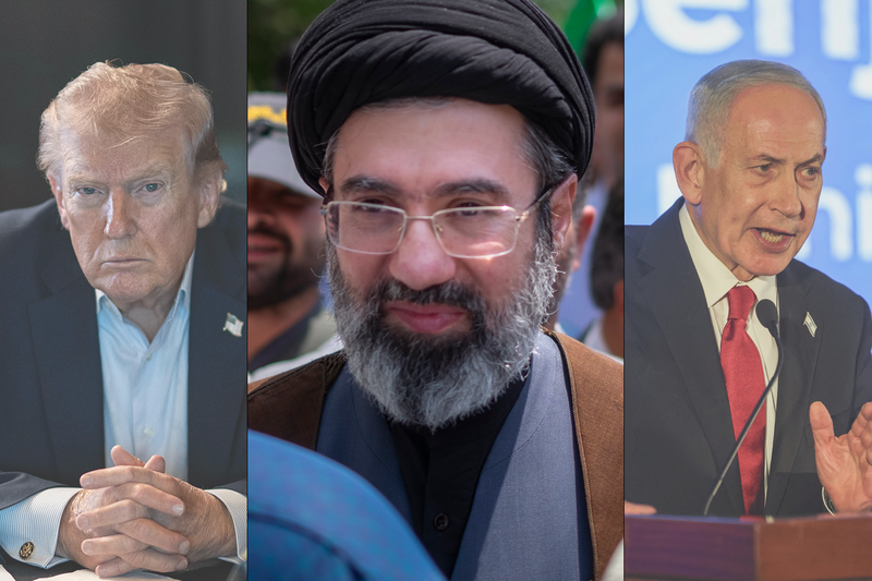 左から、トランプ大統領、モジタバ師、ネタニヤフ首相