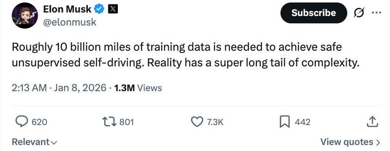 Elon Musk Tesla post