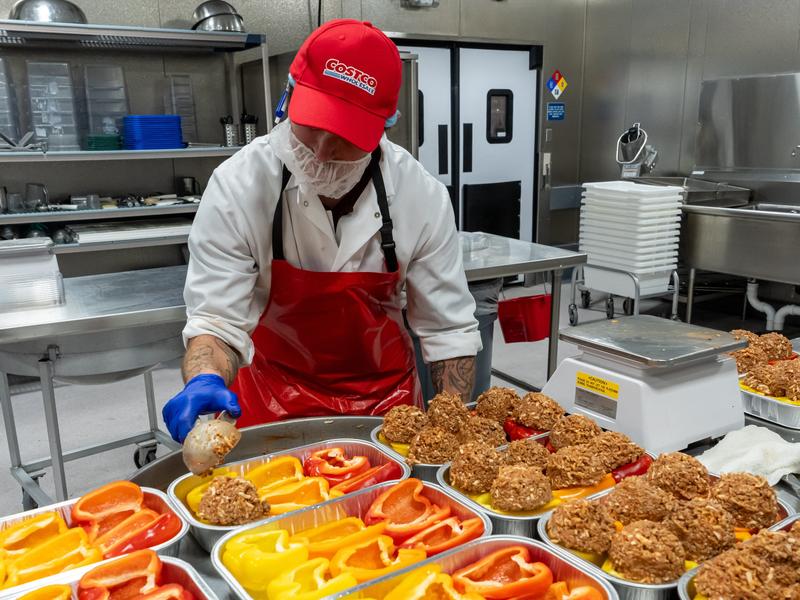 A Costco employee in the deli department inside a Costco store in Napa, California, US, on Monday, Sept. 22, 2025.