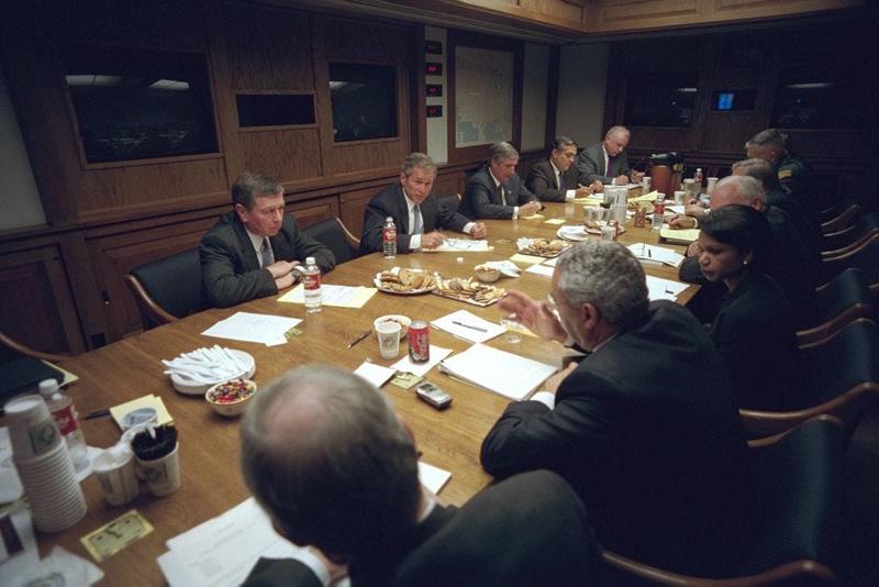 President George W. Bush in the White House bunker.