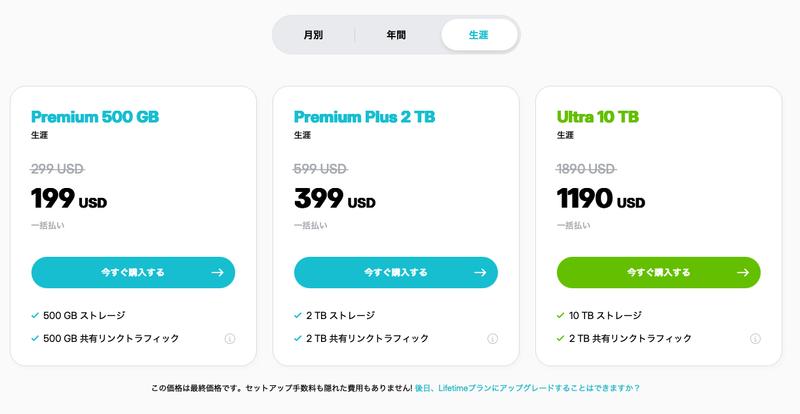 pCloudプラン画面