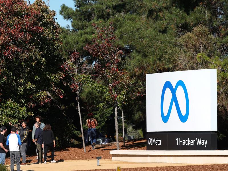 Meta logo on sign