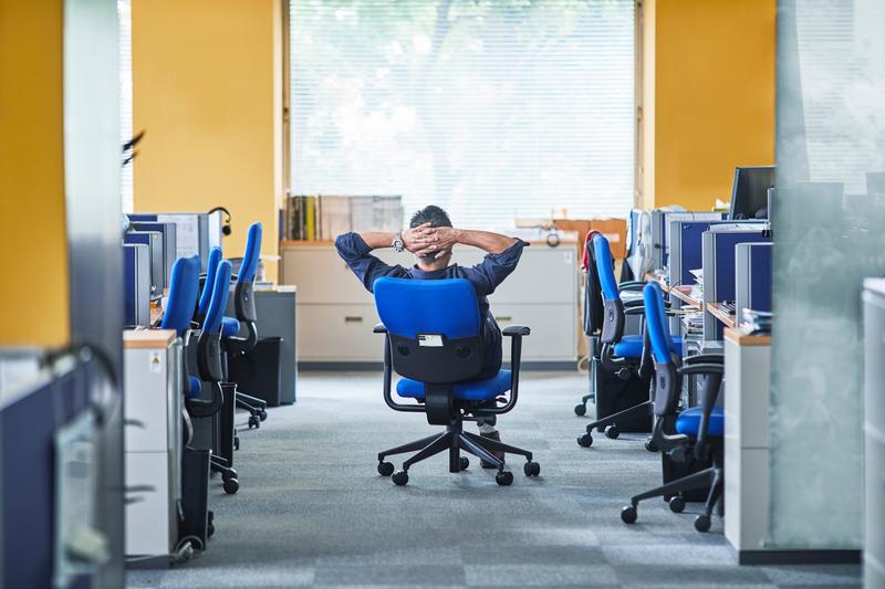 Man sits in an empty office
