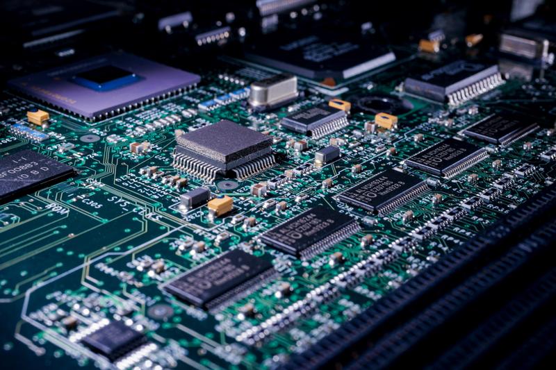 A semiconductor board for an AI system.