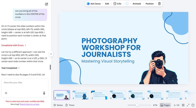 Canva AI 2.0 interface.