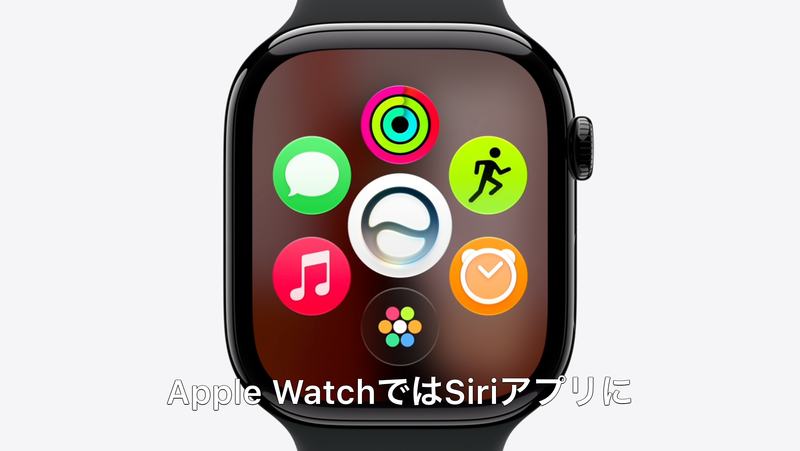 Apple Watch上に表示されているSiri AIアプリアイコン