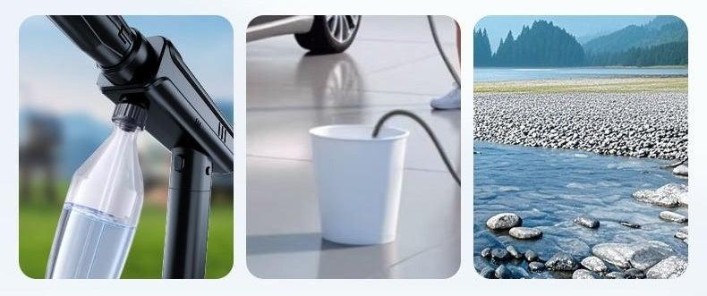 水道もコンセントも不要。ペットボトルで洗車できるミニ高圧洗浄機