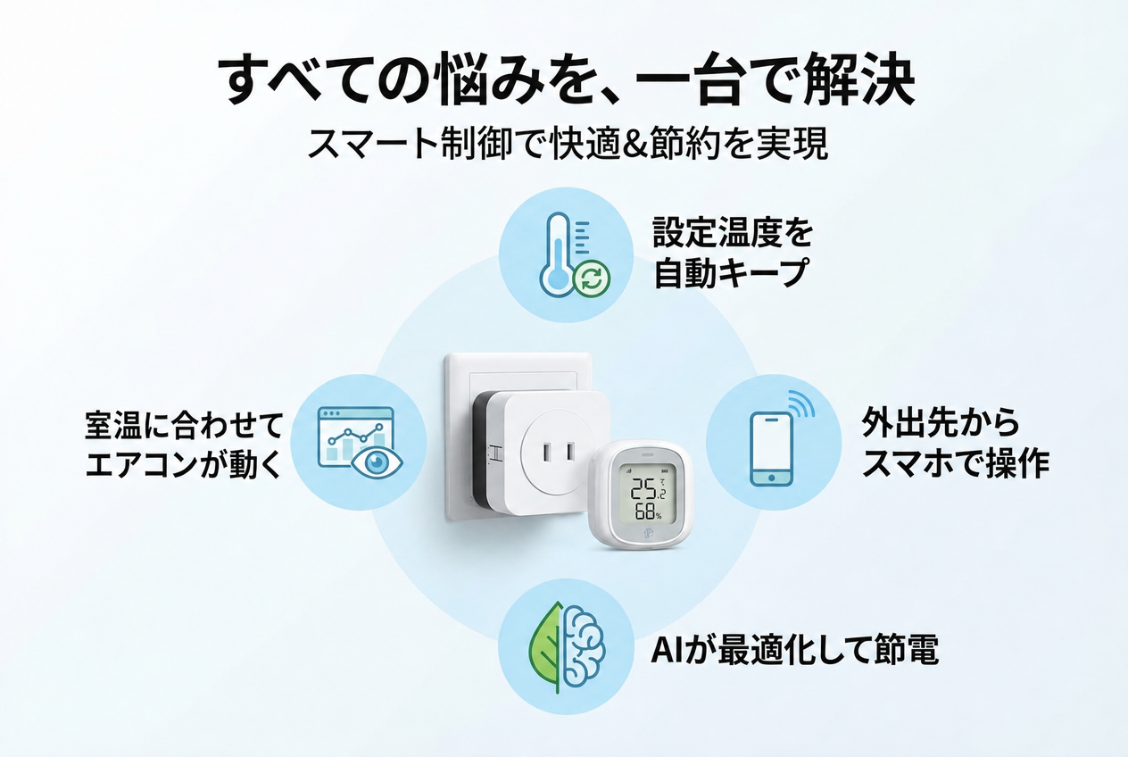 部屋に帰ってきたら汗だく…から卒業。挿すだけでエアコンをスマホ操作