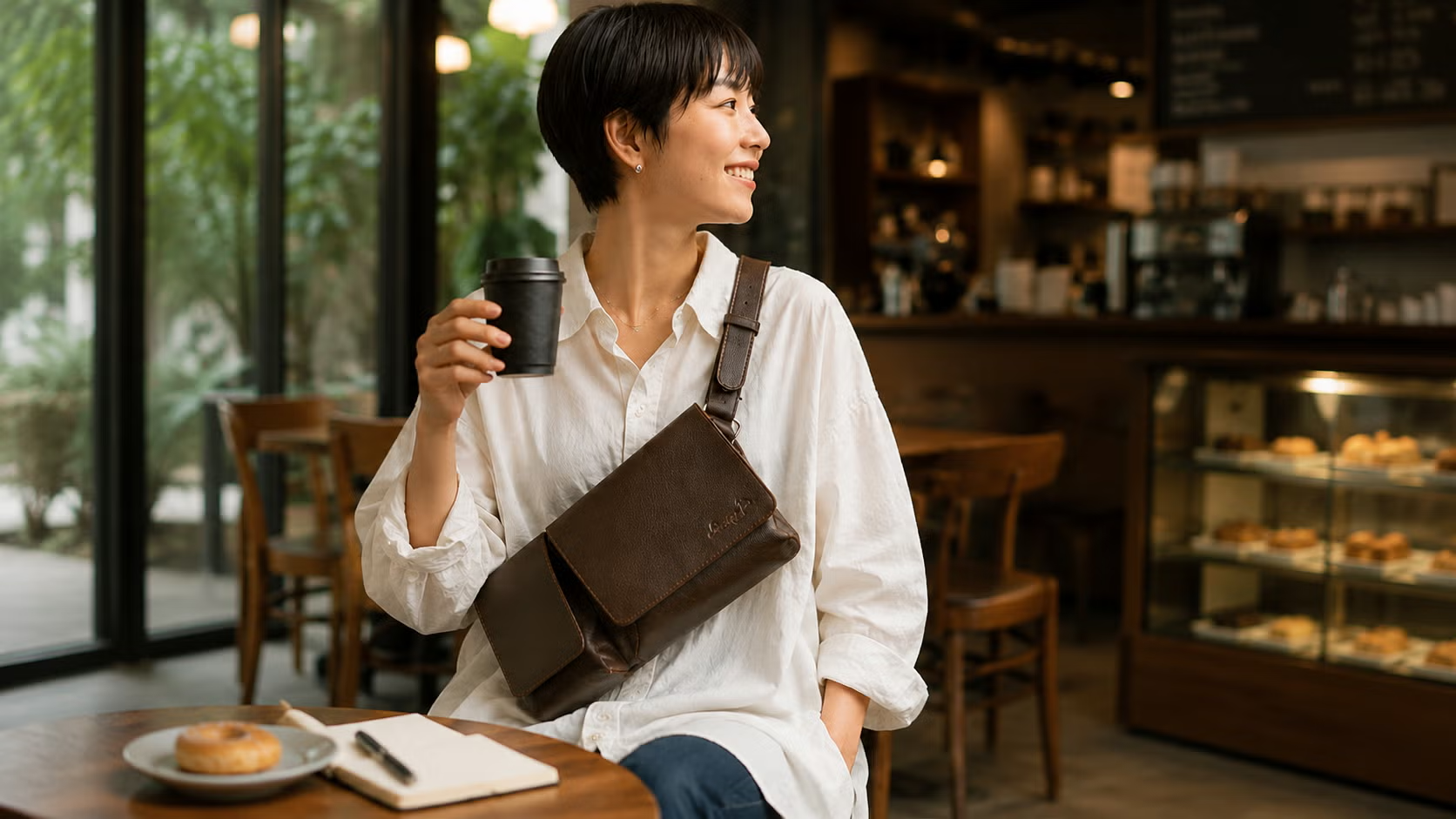毎日同じバッグ問題、フラップ6色で解決。450gの本革スリングバッグ