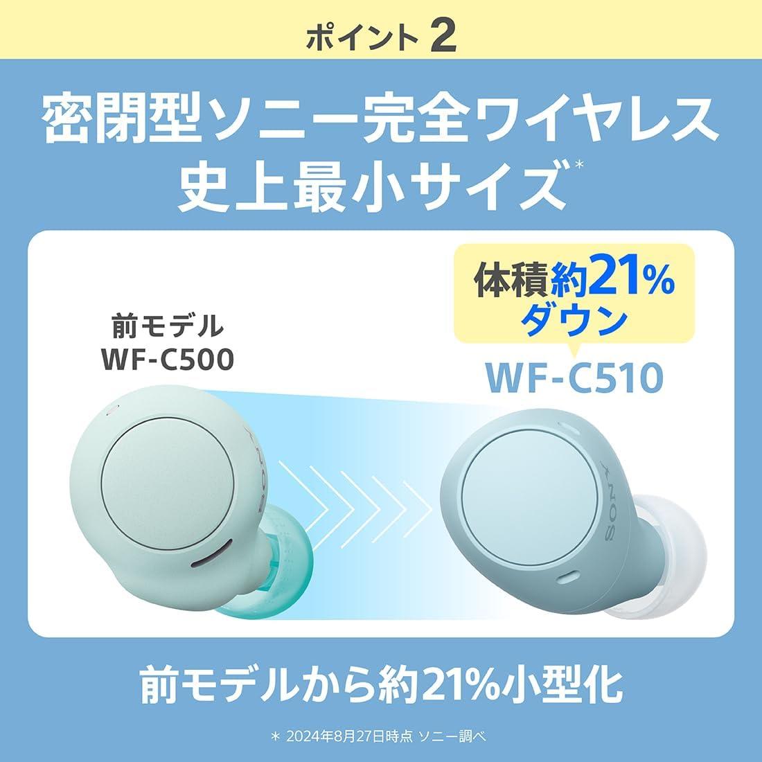 ソニー(SONY) 完全ワイヤレスイヤホン WF-C510 / 軽量小型4.6g / 高 