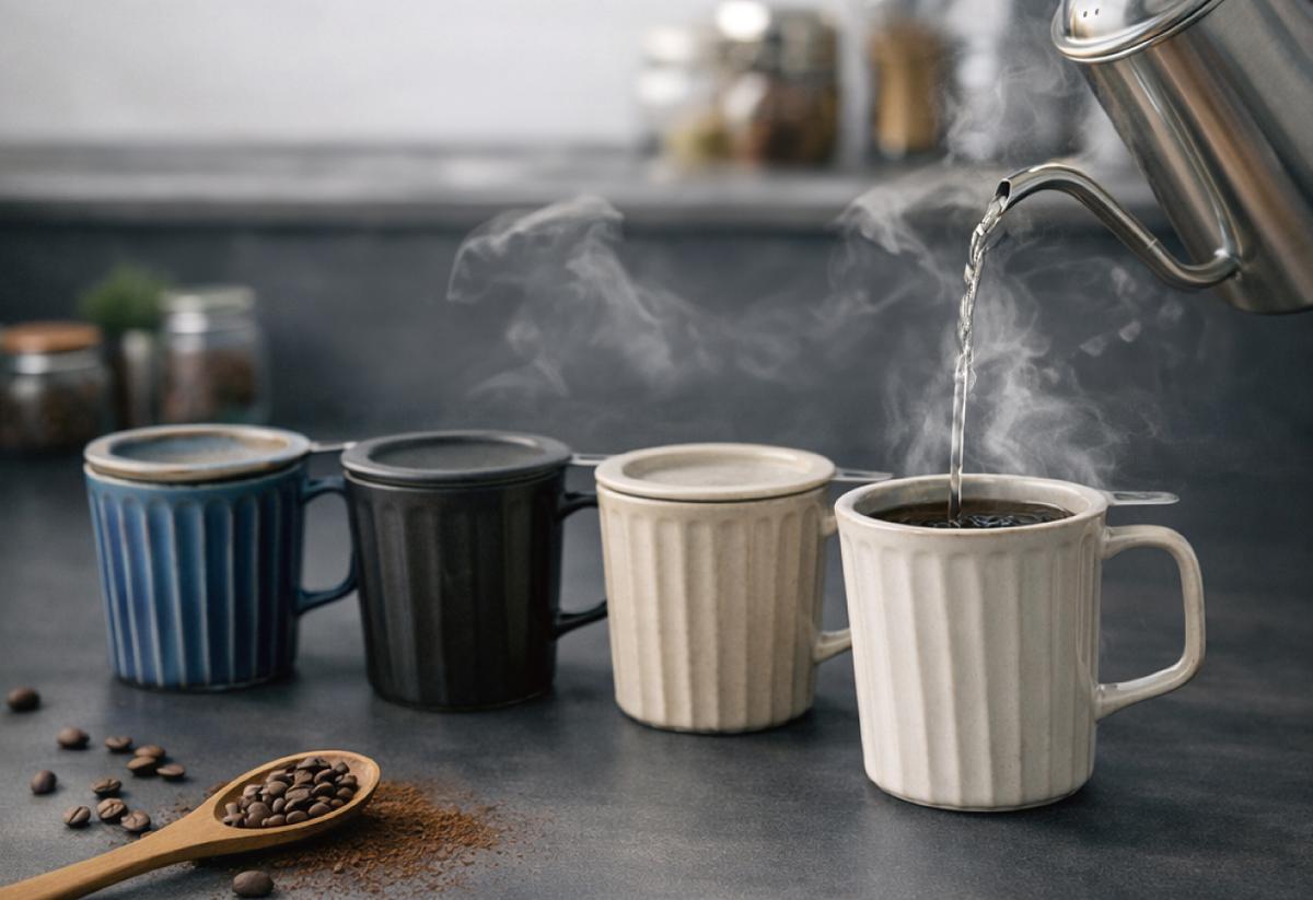 ドリップ器具がオールインワン。おいしいカフェオレも手軽に楽しめる伝統工芸のマグ