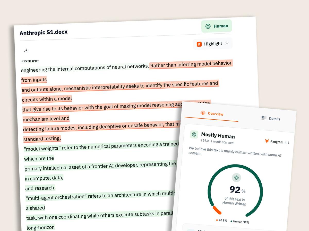 アンソロピックの335ページのIPO届出書をAI検出ツールにかけてみた。結果は「92％が人間」
