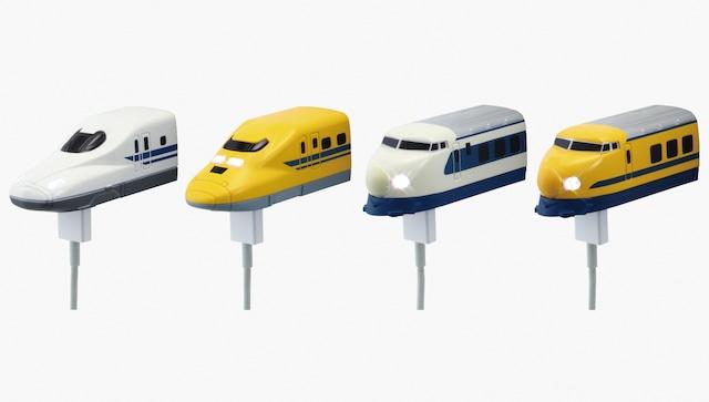 電車型充電器「スマ鉄」に新旧の東海道新幹線4種が仲間入り。ライトが