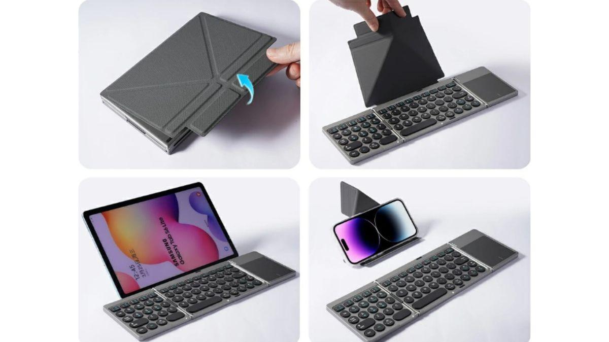 持ち運べ」と訴えてくる。三つ折り・高機能キーボードが実質3,000円台
