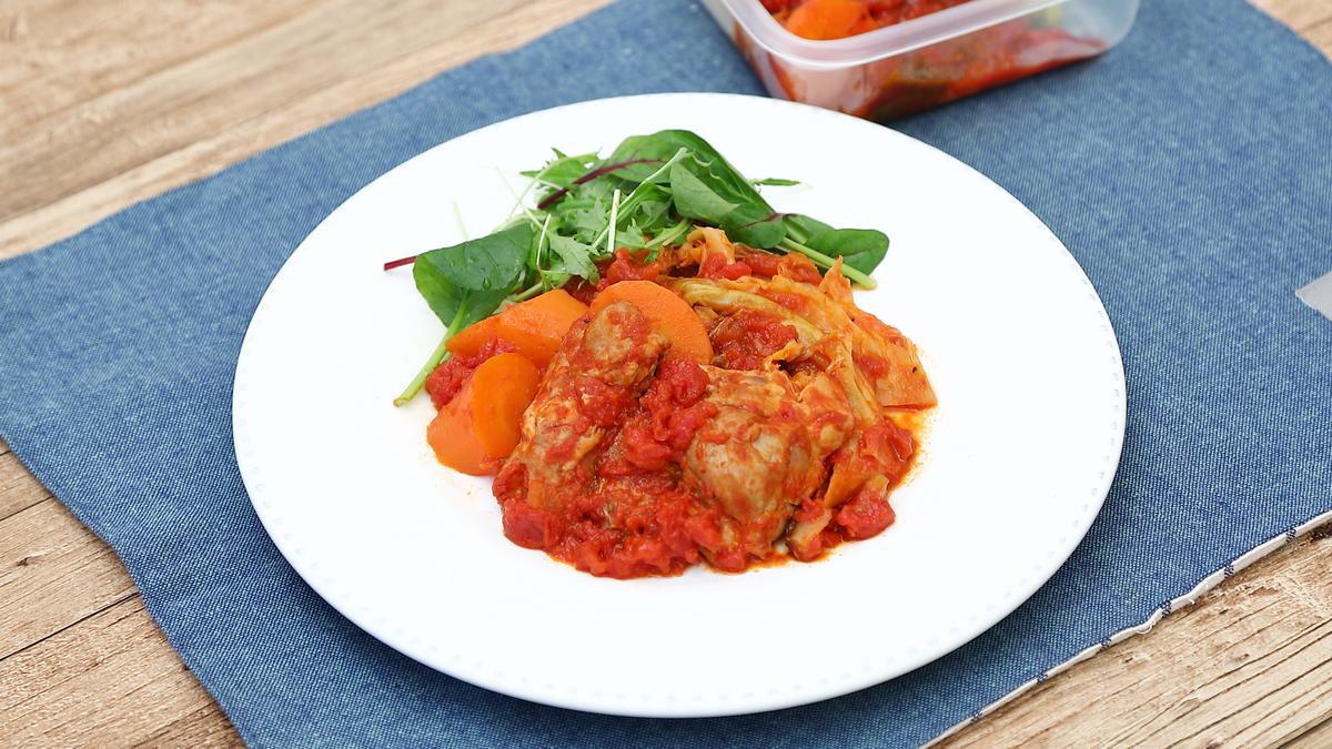 炊飯器で放っておくだけ チキンのトマト煮 簡単 作り置き 使い切りレシピ ライフハッカー ジャパン