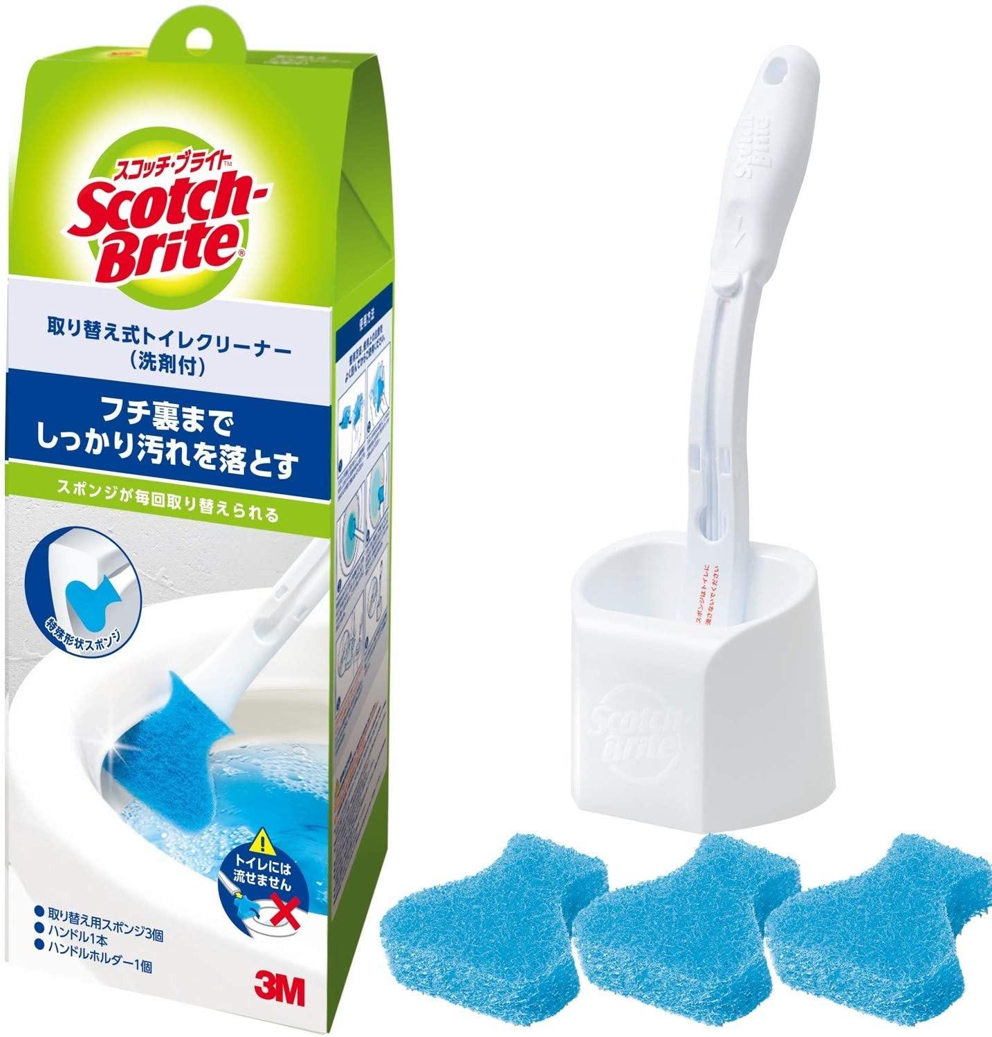 最新号掲載アイテム 3M トイレ掃除 トイレブラシ 使い捨て スポンジ 洗剤付 本体 取替3個 スコッチブライト