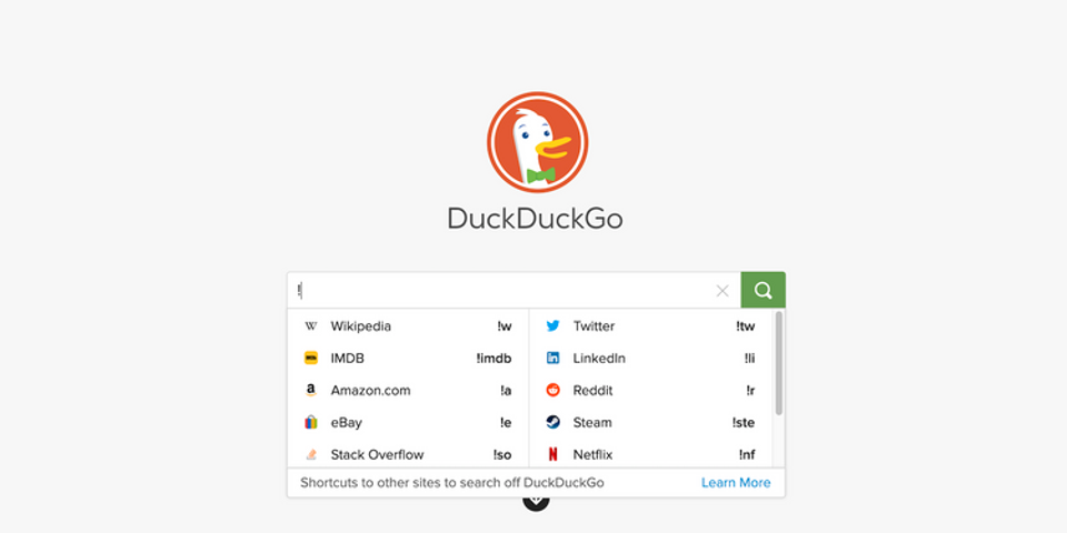 DuckDuckGoの検索画面