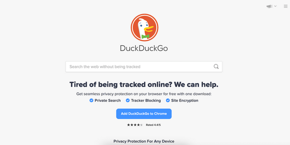 DuckDuckGoの検索画面