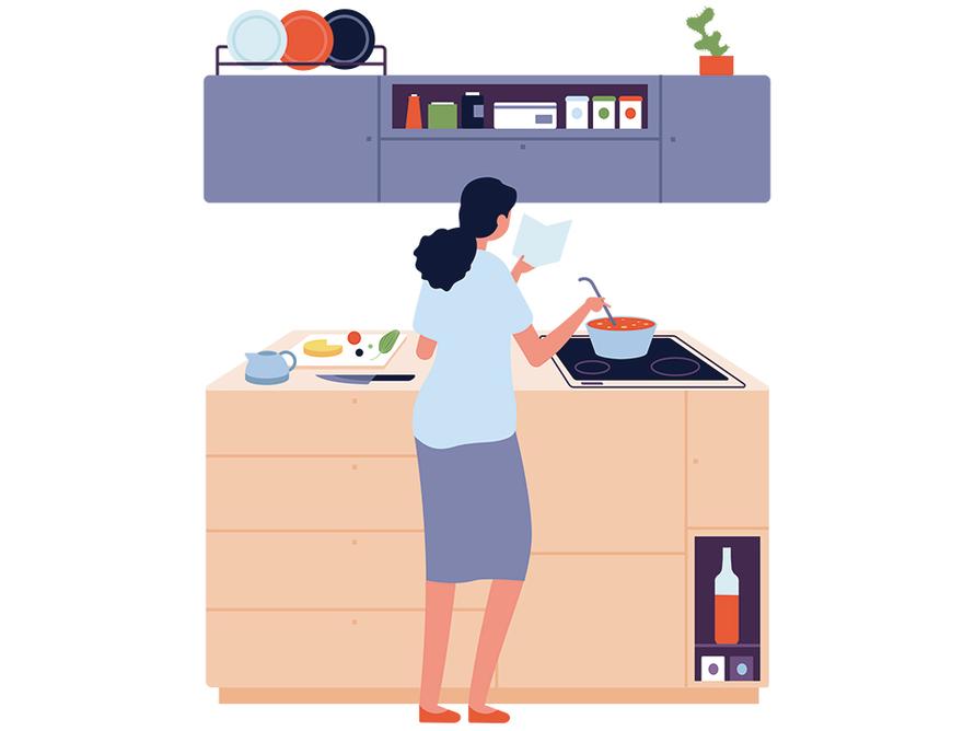 料理をする女性