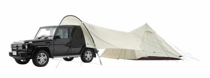 この形は新しい！LOGOSの「あくび」しているようなタープの開放