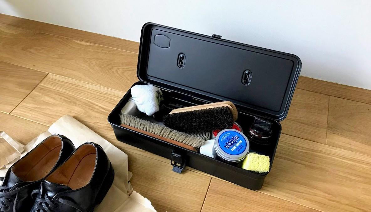東洋スチールの工具箱がシューケアグッズの収納問題をカッコよく解決し
