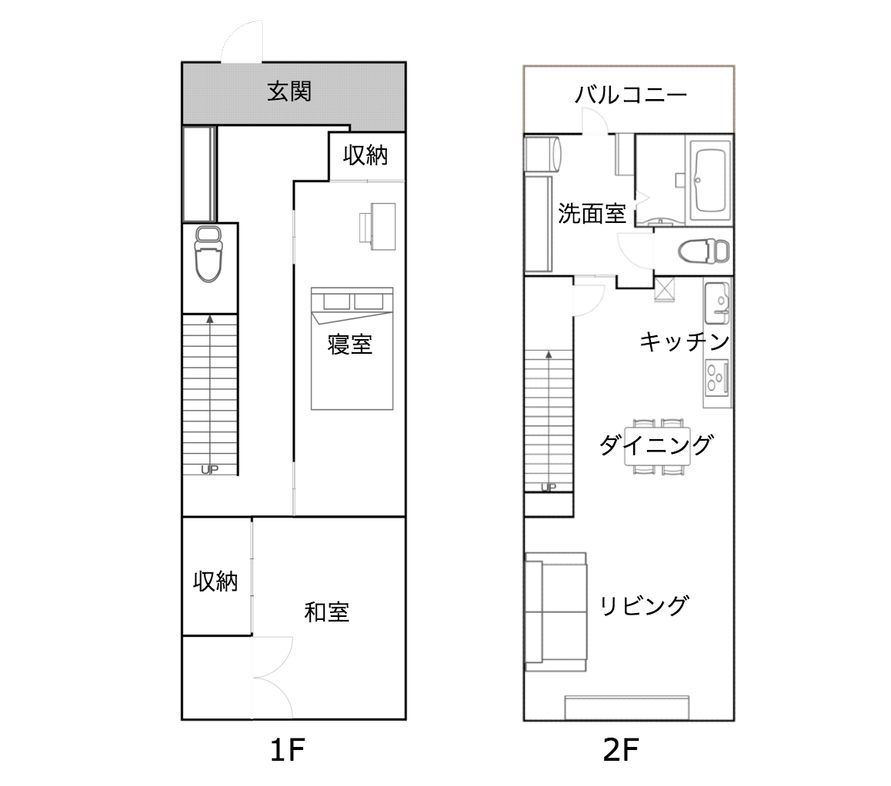 千葉県市川市に住む夫婦の戸建の間取り図