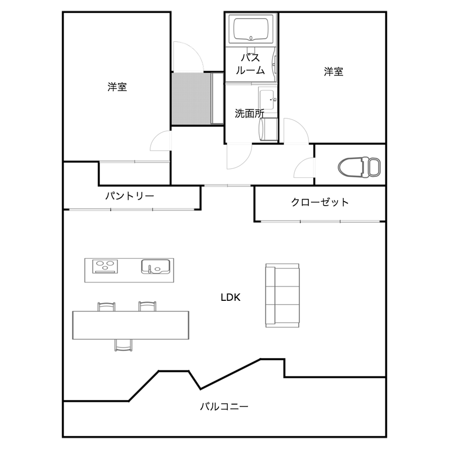 愛知県豊田市に暮らす一家の中古マンションリノベーションの部屋の間取り図