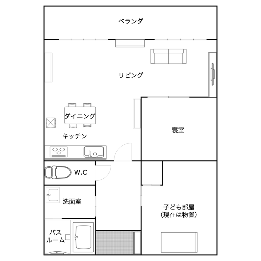 新潟県新潟市の2LDKリノベマンション間取り図
