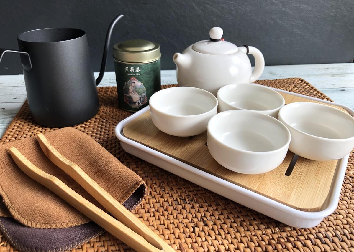 中国茶器(台湾茶器) 花布柄 茶器セット 赤茶壷セット - 食器
