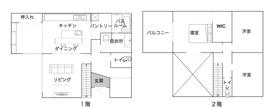 3LDK120㎡一戸建ての間取り図